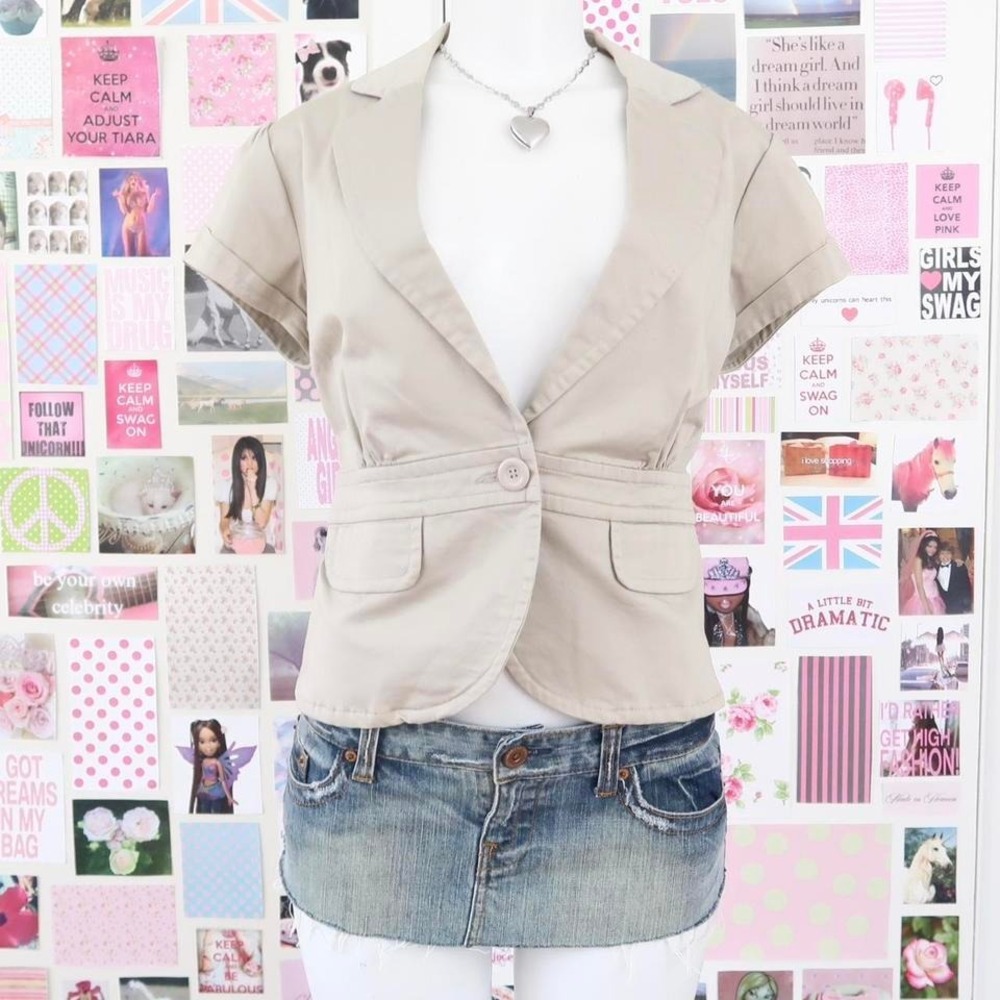 h&m‎ taupe short sleeve blazer size 14